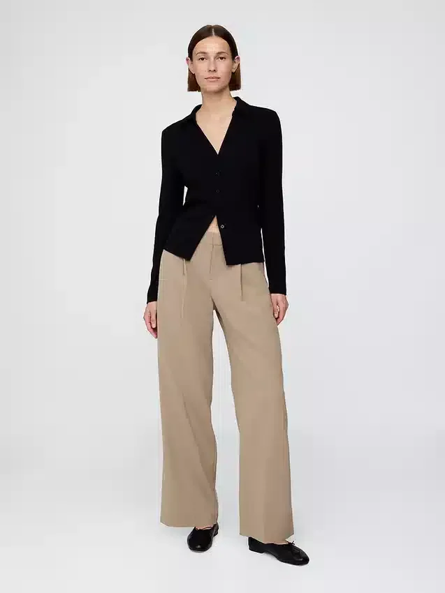 Pantalones de talle bajo con pliegues y pernera ancha 365