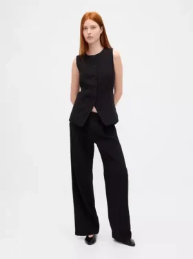 Pantalones de talle bajo con pliegues y pernera ancha 365