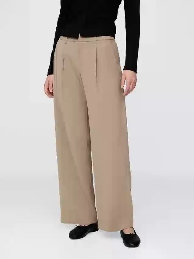 Pantalones de talle bajo con pliegues y pernera ancha 365