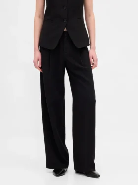 Pantalones de talle bajo con pliegues y pernera ancha 365