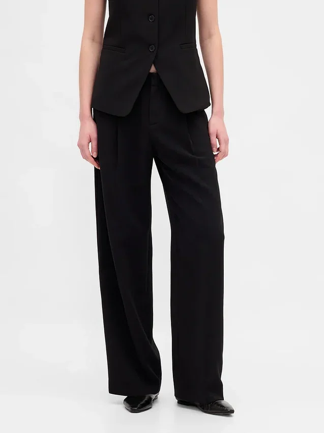 Pantalones de talle bajo con pliegues y pernera ancha 365