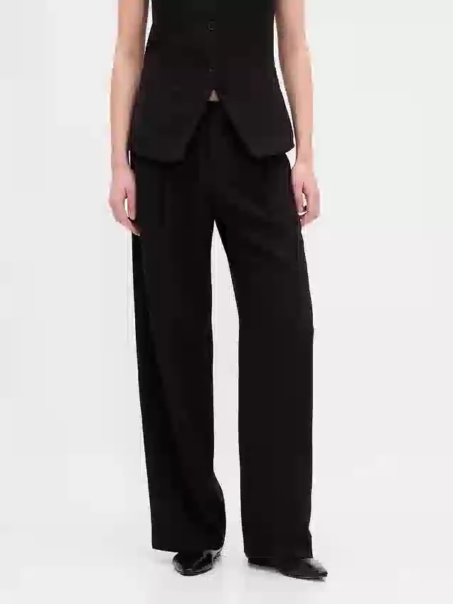 Pantalones de talle bajo con pliegues y pernera ancha 365