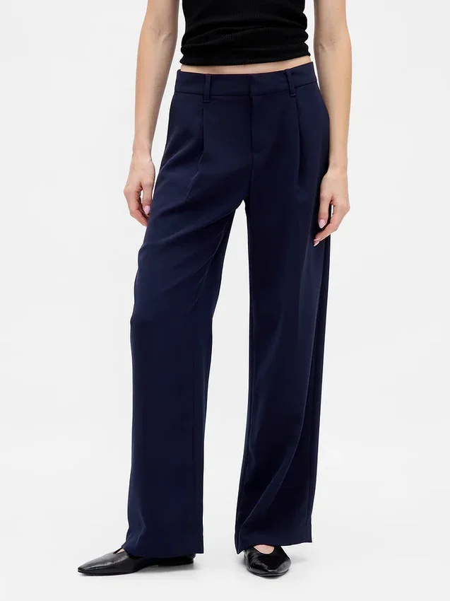 Pantalones de talle bajo con pliegues y pernera ancha 365