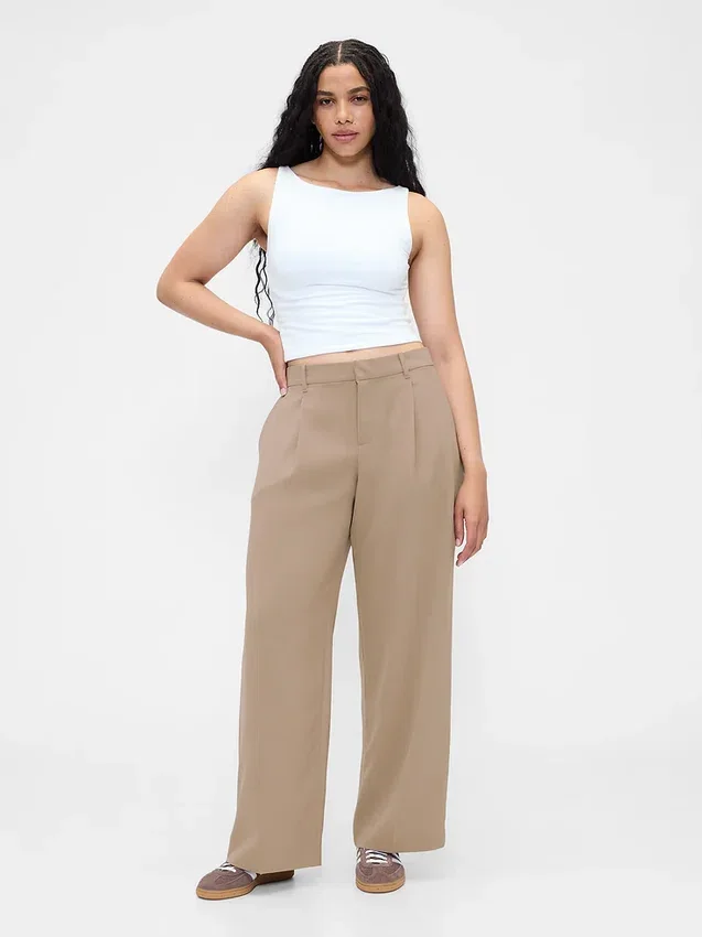 Pantalones de talle bajo con pliegues y pernera ancha 365
