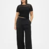 Pantalones de talle bajo con pliegues y pernera ancha 365