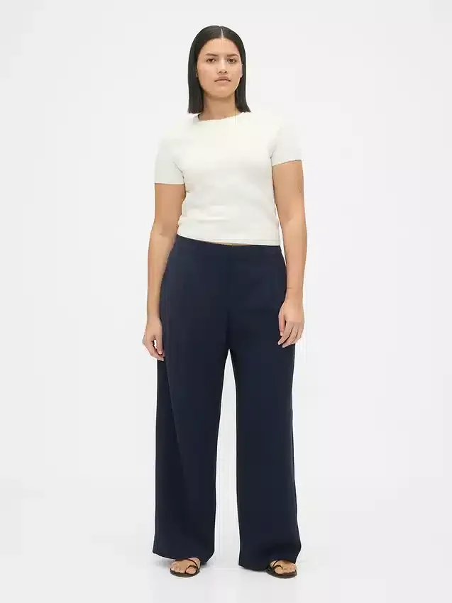 Pantalones de talle bajo con pliegues y pernera ancha 365