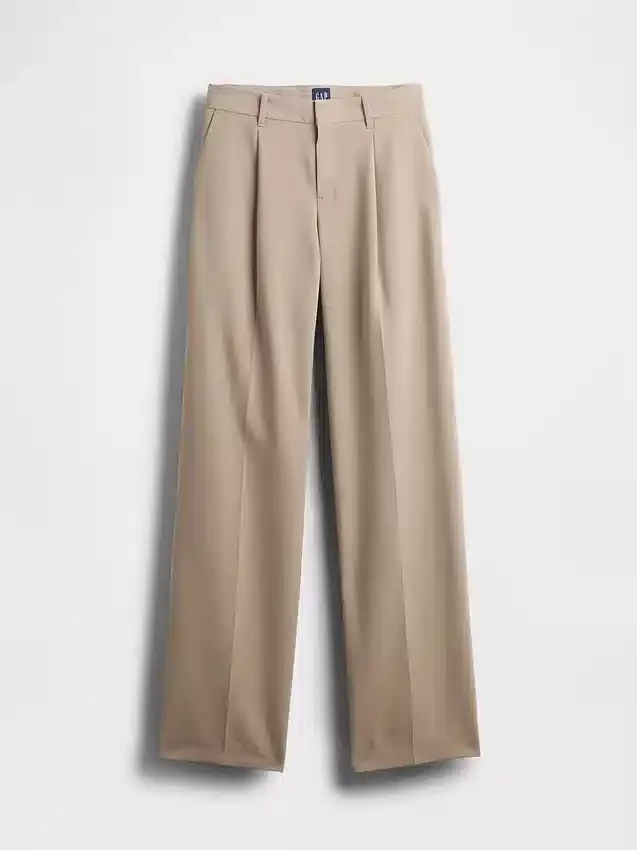 Pantalones de talle bajo con pliegues y pernera ancha 365