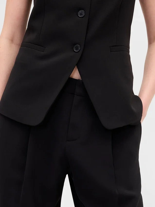Pantalones de talle bajo con pliegues y pernera ancha 365