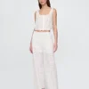Pantalones de talle medio con ojales y corte ancho