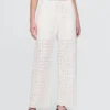 Pantalones de talle medio con ojales y corte ancho