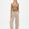 Pantalones de talle medio de sarga con corte acampanado