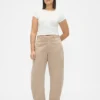 Pantalones de talle medio de sarga con corte acampanado