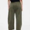 Pantalones de talle medio de sarga con corte acampanado