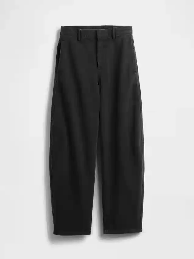 Pantalones de talle medio de sarga con corte acampanado