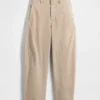 Pantalones de talle medio de sarga con corte acampanado