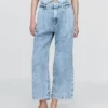 Pantalones de tobillo plisados de denim ultrasuave de talle alto 365