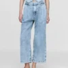 Pantalones de tobillo plisados de denim ultrasuave de talle alto 365