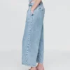 Pantalones de tobillo plisados de denim ultrasuave de talle alto 365