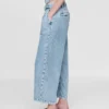 Pantalones de tobillo plisados de denim ultrasuave de talle alto 365