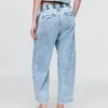 Pantalones de tobillo plisados de denim ultrasuave de talle alto 365