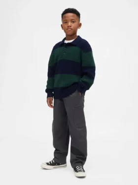 Pantalones holgados de cargo para niño, de corte cónico y tejido cepillado