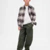 Pantalones holgados de cargo para niño, de corte cónico y tejido cepillado