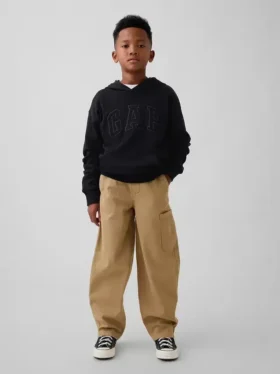 Pantalones holgados de cargo para niño, de corte cónico y tejido cepillado