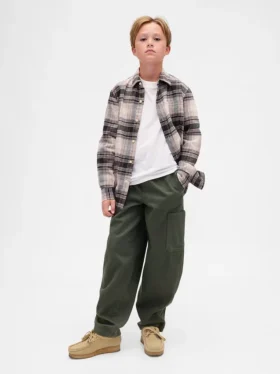 Pantalones holgados de cargo para niño, de corte cónico y tejido cepillado