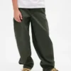 Pantalones holgados de cargo para niño, de corte cónico y tejido cepillado