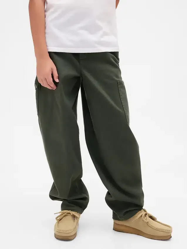 Pantalones holgados de cargo para niño, de corte cónico y tejido cepillado