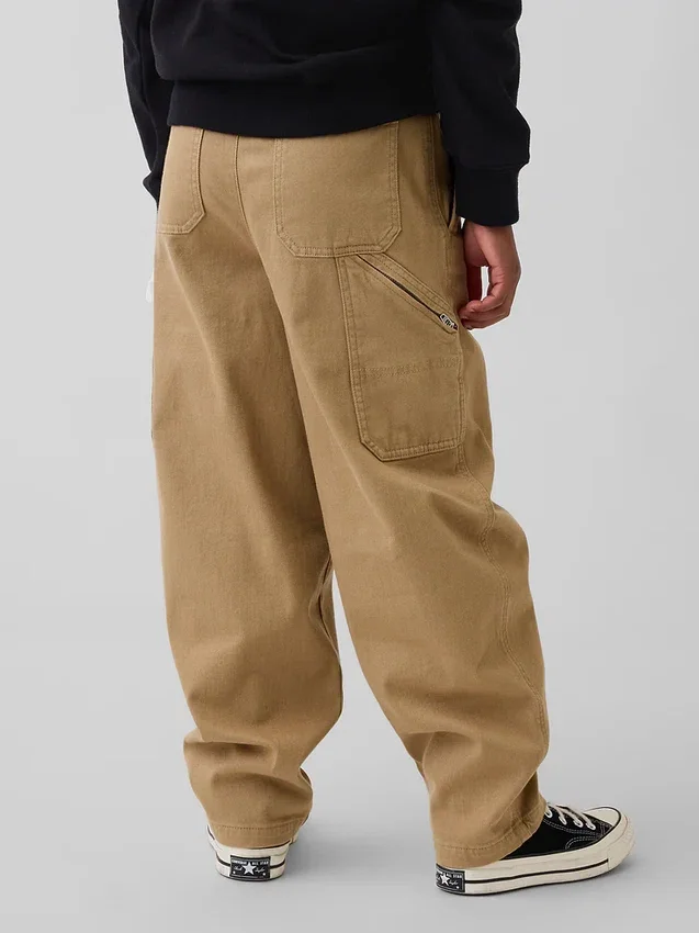 Pantalones holgados de cargo para niño, de corte cónico y tejido cepillado