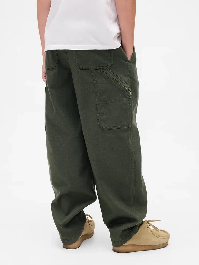 Pantalones holgados de cargo para niño, de corte cónico y tejido cepillado