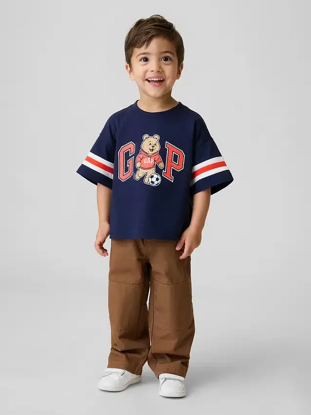 Pantalones holgados de carpintero con doble refuerzo en las rodillas para niños pequeños, sin cremallera