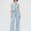 Pantalones holgados de denim ultrasuave de talle medio
