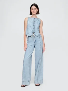 Pantalones holgados de denim ultrasuave de talle medio