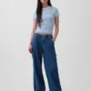 Pantalones holgados de denim ultrasuave de talle medio