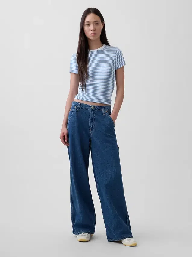 Pantalones holgados de denim ultrasuave de talle medio