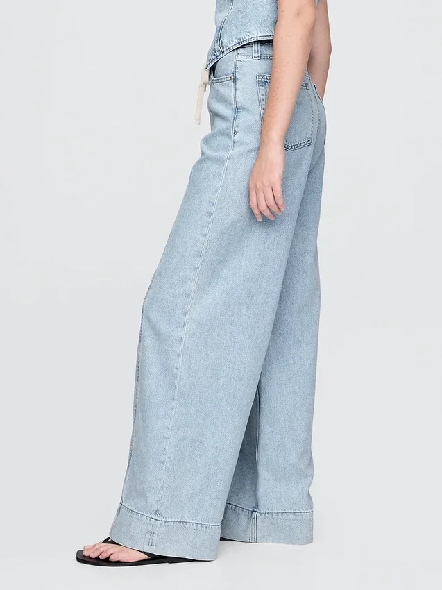 Pantalones holgados de denim ultrasuave de talle medio