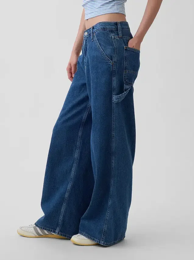 Pantalones holgados de denim ultrasuave de talle medio