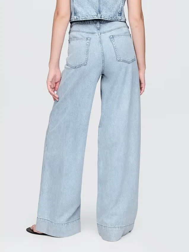 Pantalones holgados de denim ultrasuave de talle medio