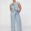 Pantalones holgados de denim ultrasuave de talle medio