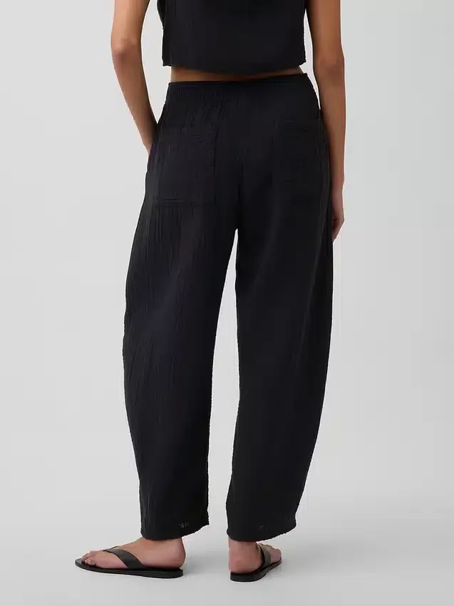 Pantalones holgados de gasa de algodón