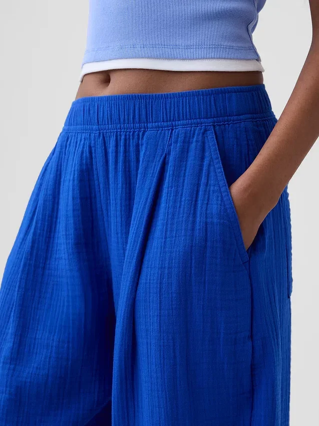 Pantalones holgados de gasa de algodón