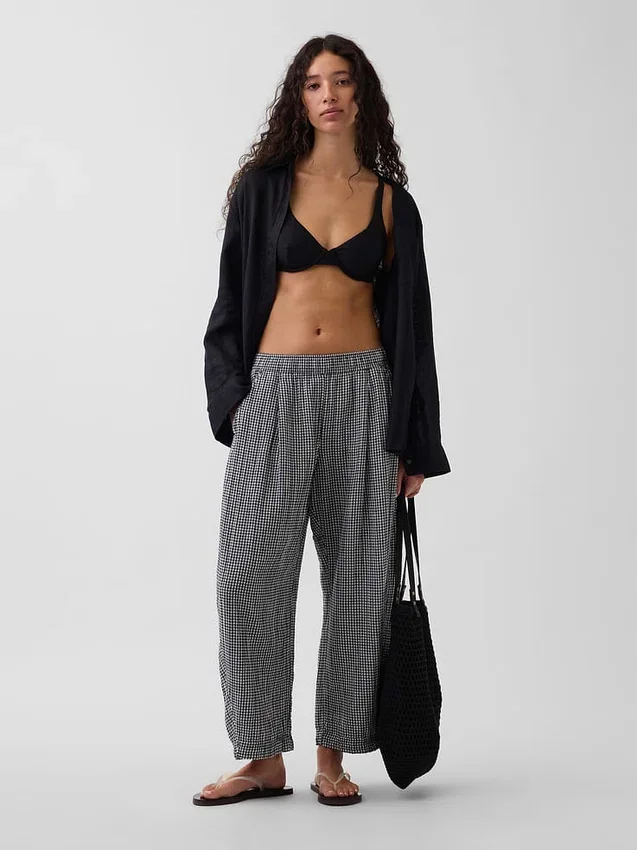 Pantalones holgados de gasa de algodón