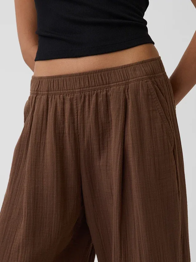 Pantalones holgados de gasa de algodón