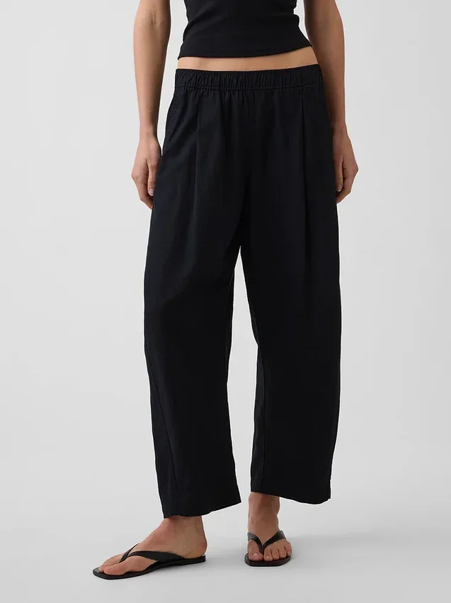 Pantalones holgados de mezcla de lino