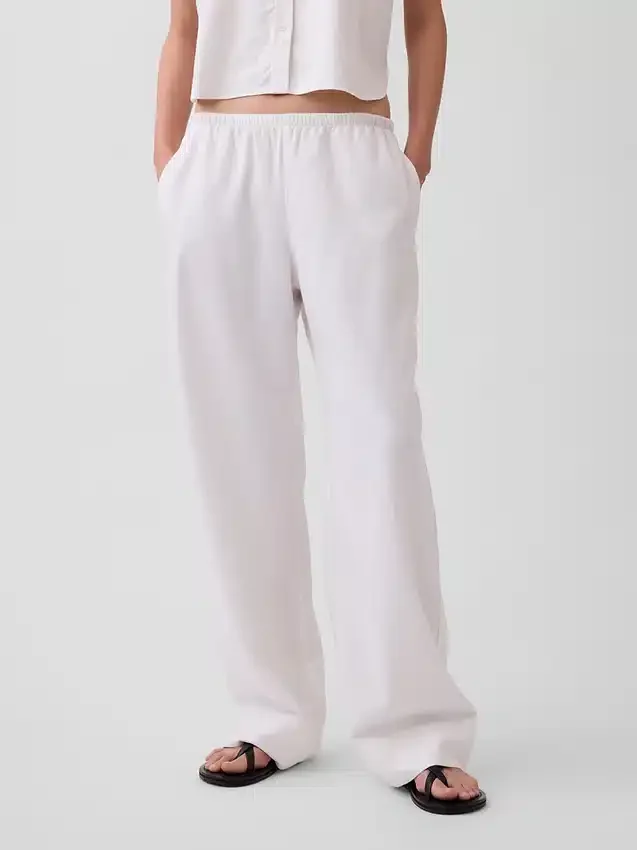 Pantalones holgados de mezcla de lino