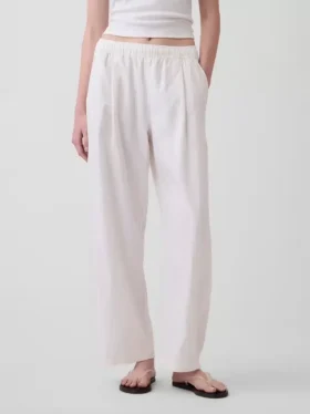 Pantalones holgados de mezcla de lino