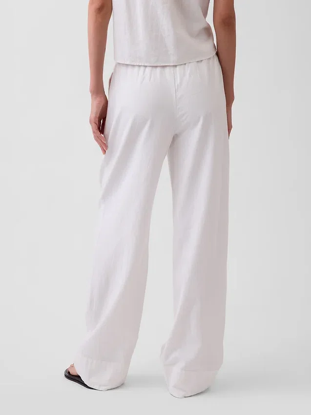 Pantalones holgados de mezcla de lino