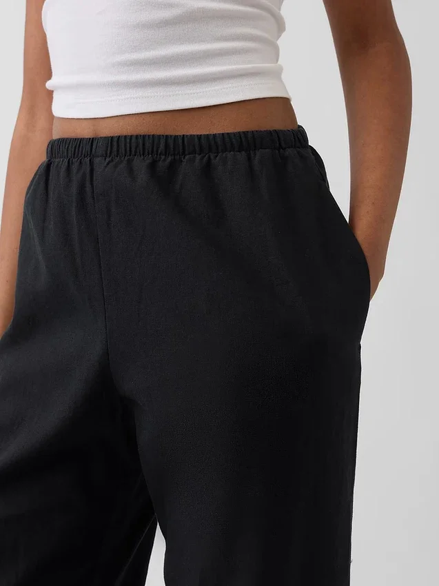 Pantalones holgados de mezcla de lino